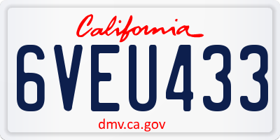 CA license plate 6VEU433