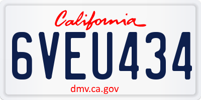 CA license plate 6VEU434