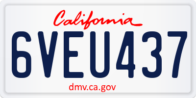 CA license plate 6VEU437