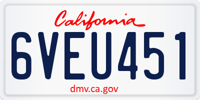 CA license plate 6VEU451