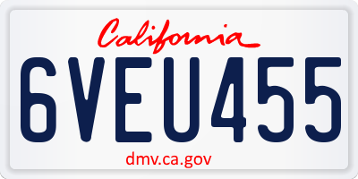 CA license plate 6VEU455