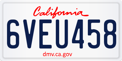 CA license plate 6VEU458