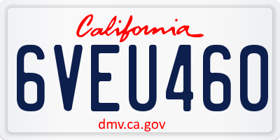 CA license plate 6VEU460