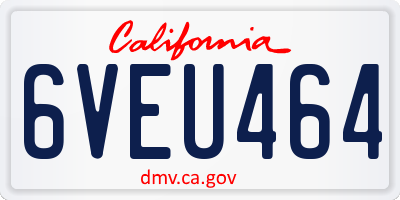 CA license plate 6VEU464