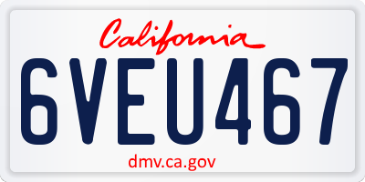 CA license plate 6VEU467