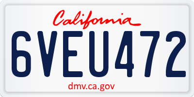 CA license plate 6VEU472