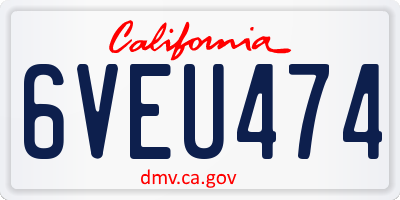 CA license plate 6VEU474