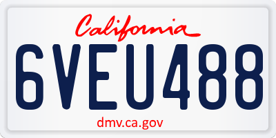 CA license plate 6VEU488