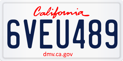 CA license plate 6VEU489