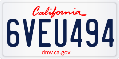 CA license plate 6VEU494