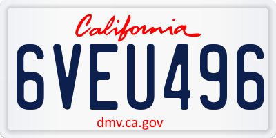 CA license plate 6VEU496