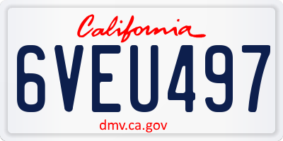 CA license plate 6VEU497