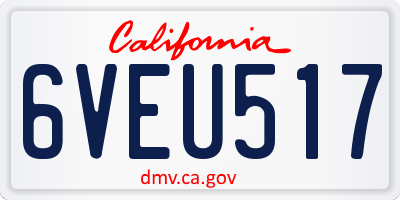 CA license plate 6VEU517
