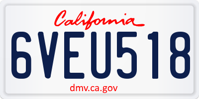 CA license plate 6VEU518