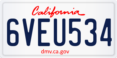 CA license plate 6VEU534