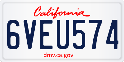 CA license plate 6VEU574