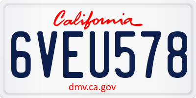 CA license plate 6VEU578