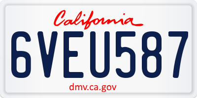 CA license plate 6VEU587