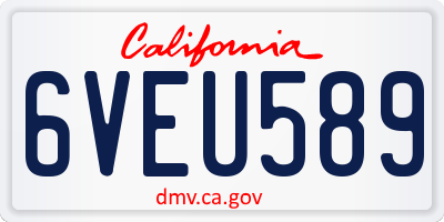 CA license plate 6VEU589