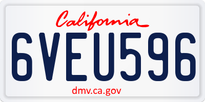 CA license plate 6VEU596