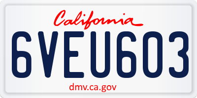 CA license plate 6VEU603