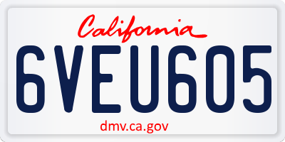 CA license plate 6VEU605