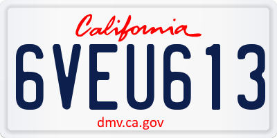 CA license plate 6VEU613