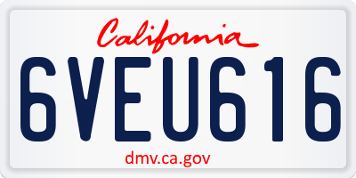 CA license plate 6VEU616