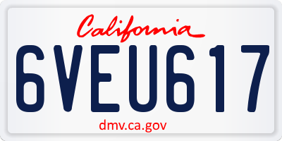 CA license plate 6VEU617