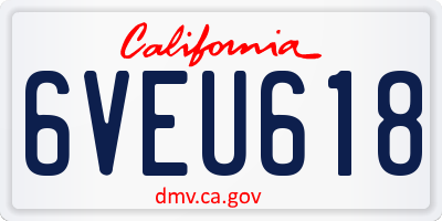 CA license plate 6VEU618