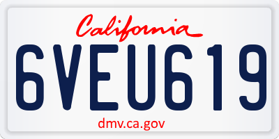 CA license plate 6VEU619
