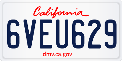CA license plate 6VEU629