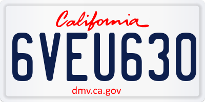 CA license plate 6VEU630