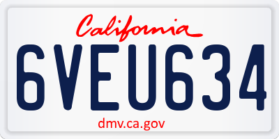 CA license plate 6VEU634