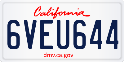 CA license plate 6VEU644