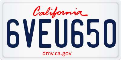 CA license plate 6VEU650