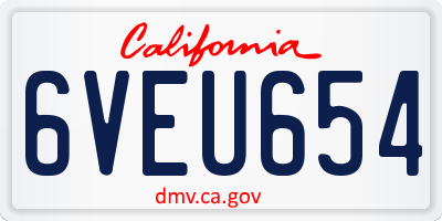 CA license plate 6VEU654