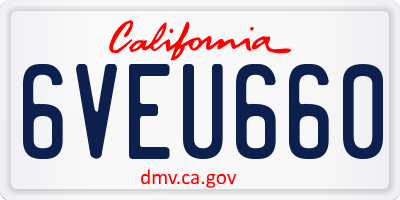 CA license plate 6VEU660