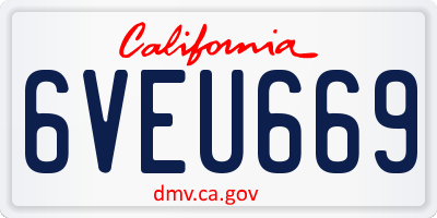 CA license plate 6VEU669
