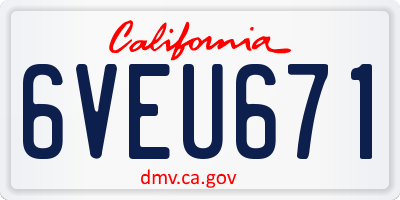 CA license plate 6VEU671