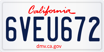 CA license plate 6VEU672