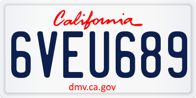 CA license plate 6VEU689