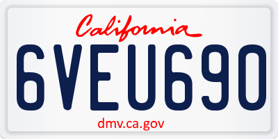 CA license plate 6VEU690