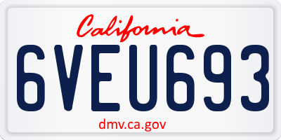 CA license plate 6VEU693