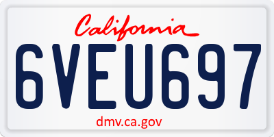 CA license plate 6VEU697