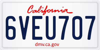 CA license plate 6VEU707