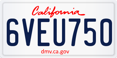 CA license plate 6VEU750