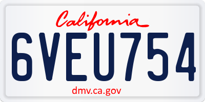CA license plate 6VEU754