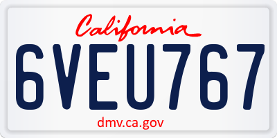CA license plate 6VEU767