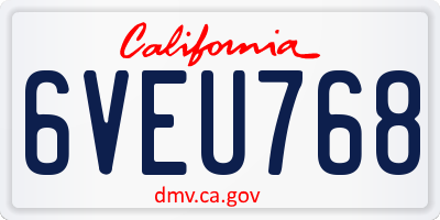 CA license plate 6VEU768